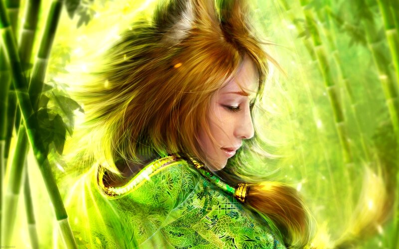 Woman with Fox Ears — Green