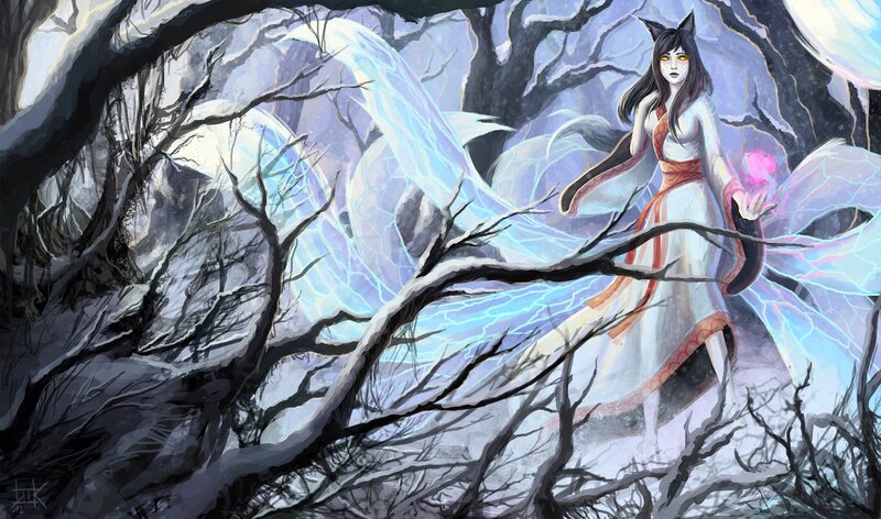 Woman with Fox Ears — White