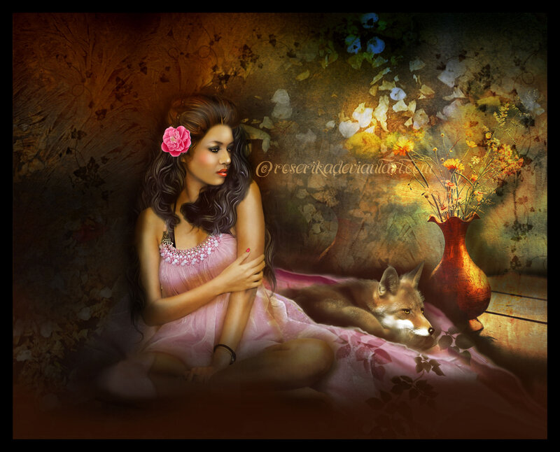 Woman with Fox — Pink