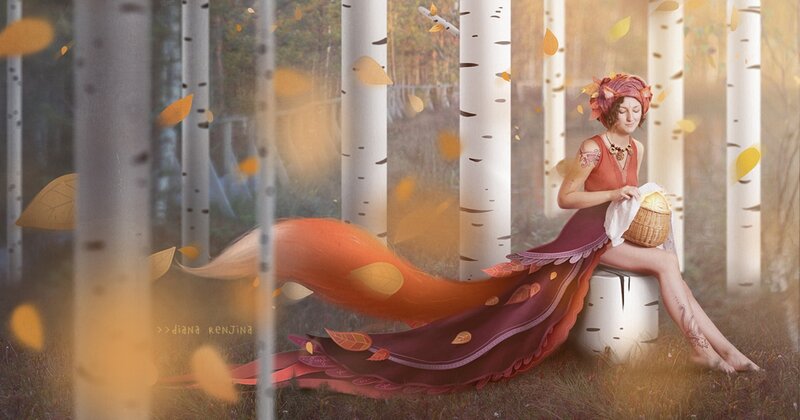 Woman with Fox Tail — Orange
