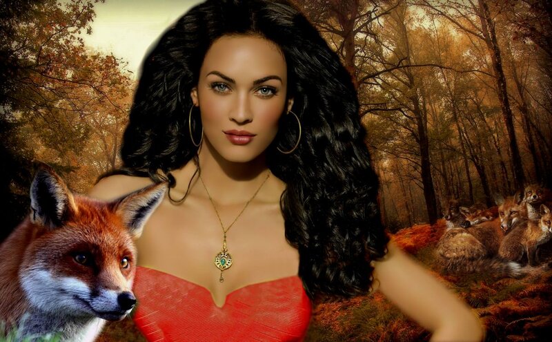 Woman with Foxes — Red, Dramatic