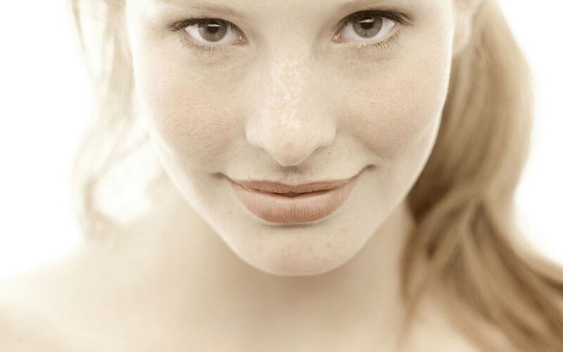 Woman with Freckles — Beige, Calm, Photograph