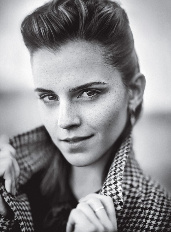 Woman with Freckles — Black, Serious, Photograph, Coat