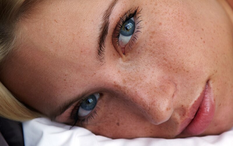 Woman with Freckles — Blue, Calm