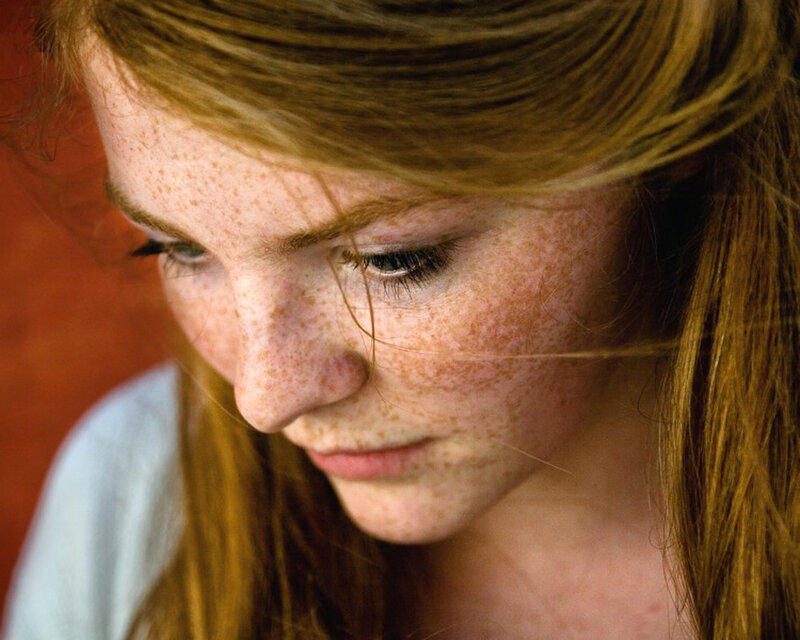Woman with Freckles — Brown, Contemplative, Photograph