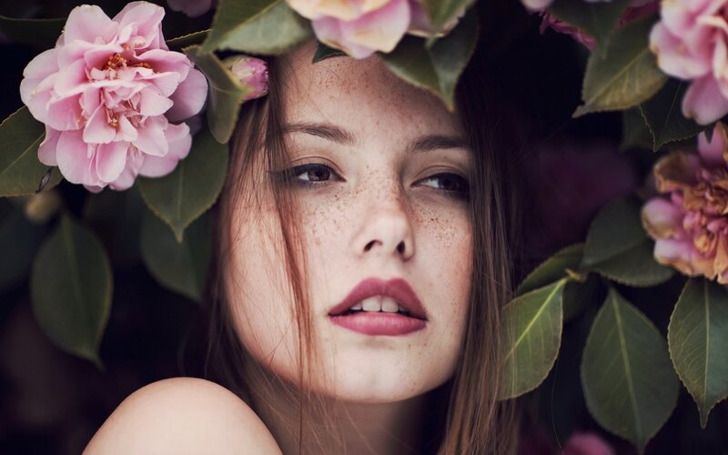 Woman with Freckles — Pink, Serene