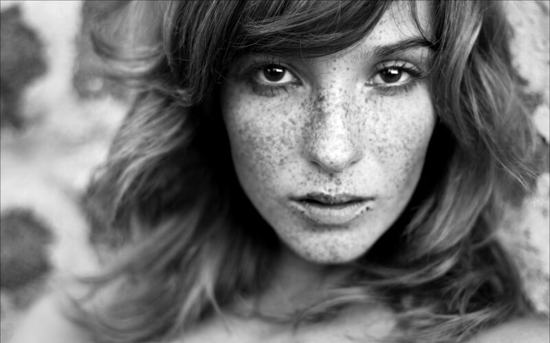 woman with freckles portrait
