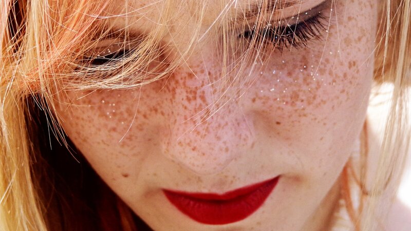 Woman with Freckles — Red, Calm