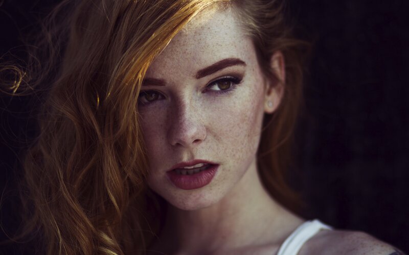 Woman with Freckles — Red, Dramatic, Photograph, Hair