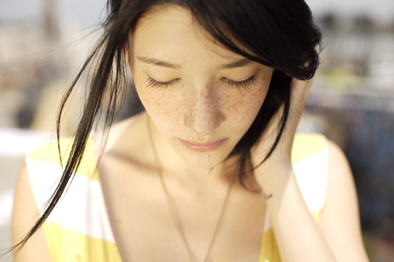 Woman with Freckles — Yellow, Calm, Afternoon, Photograph