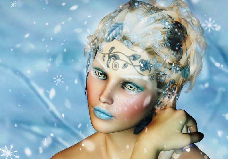 Woman with Frost Makeup — Blue
