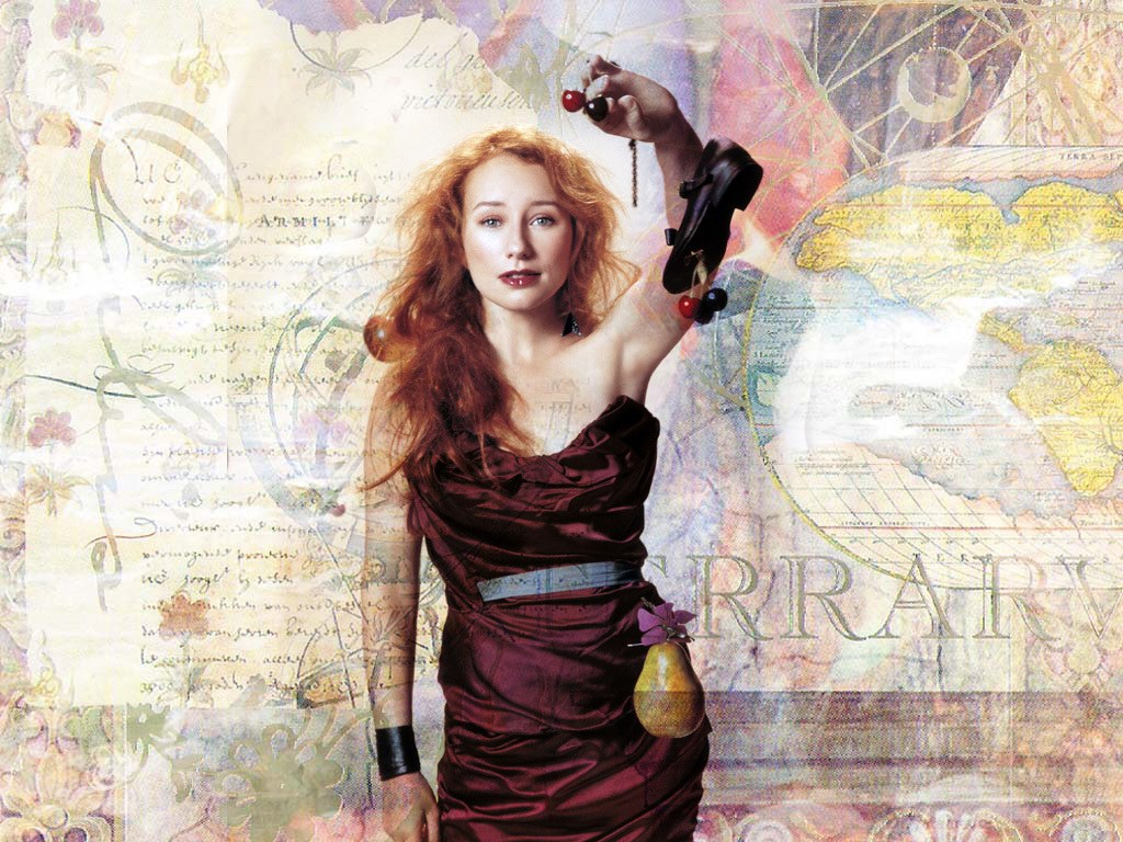 woman with fruit and map background