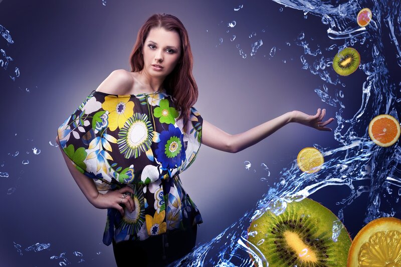 Woman with Fruit and Water