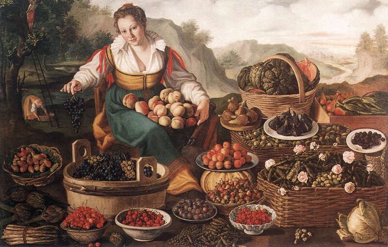Woman with Fruit Basket — Green