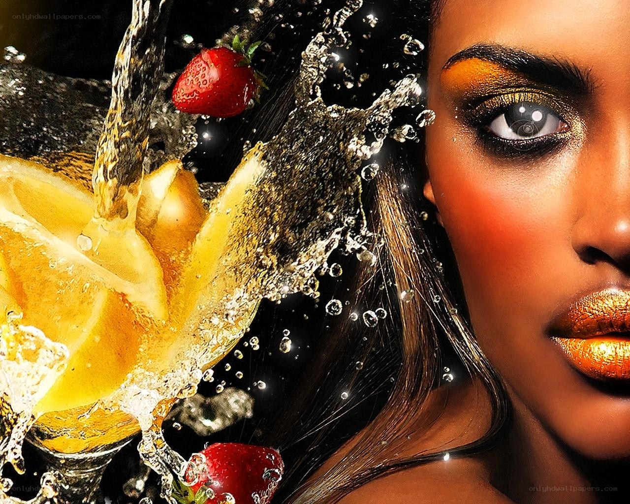 woman with fruit splash