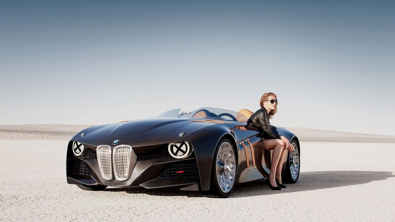 Woman with futuristic car