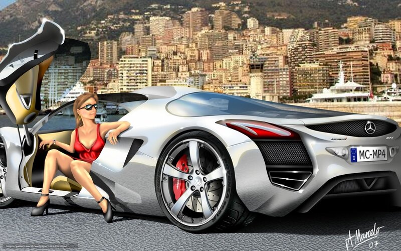 woman with futuristic car