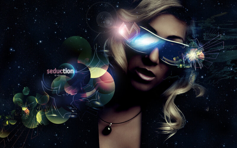 Woman with Futuristic Glasses — Black