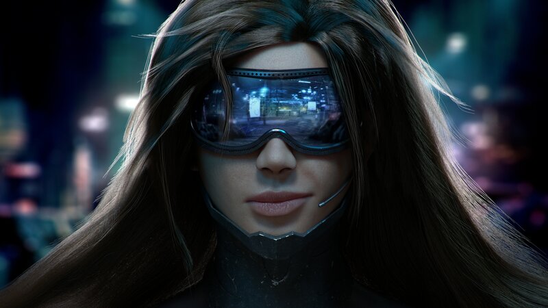 Woman with Futuristic Goggles — Black