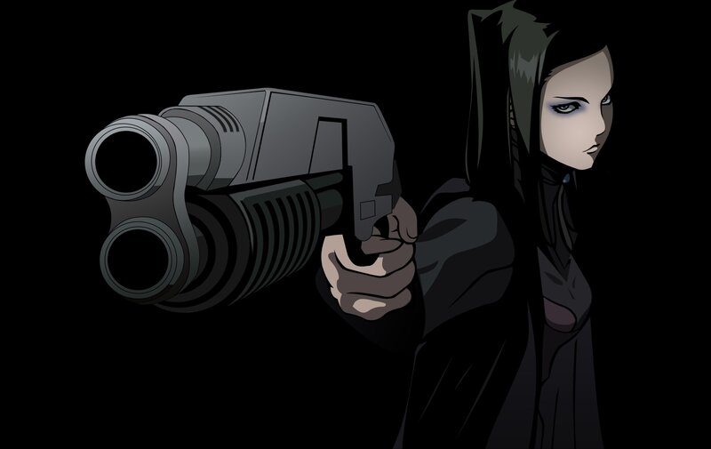woman with futuristic gun