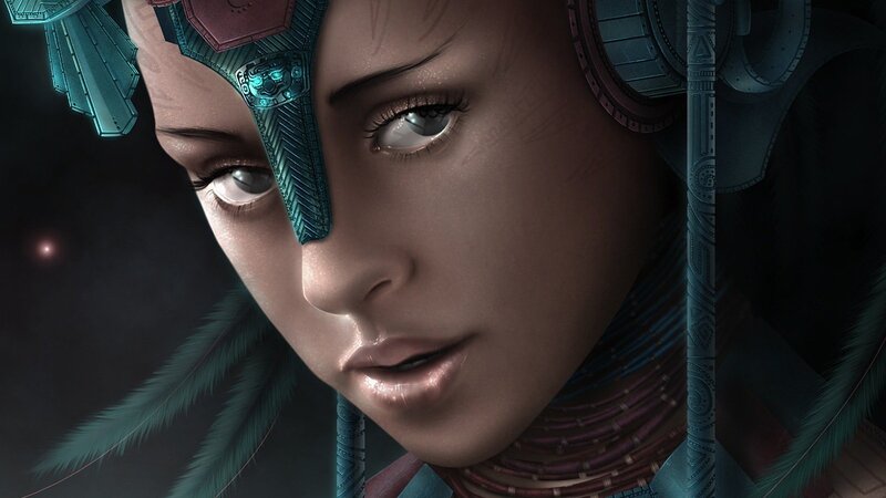 Woman with Futuristic Headgear