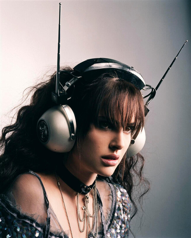 woman with futuristic headphones