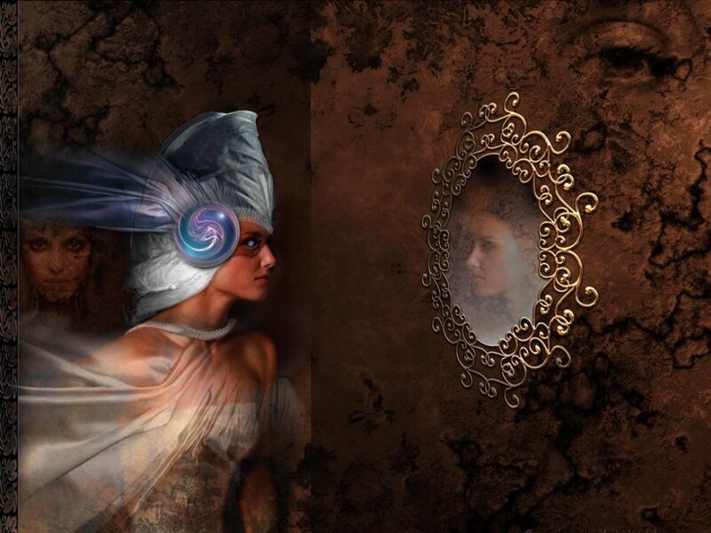 Woman with Futuristic Headpiece — Brown