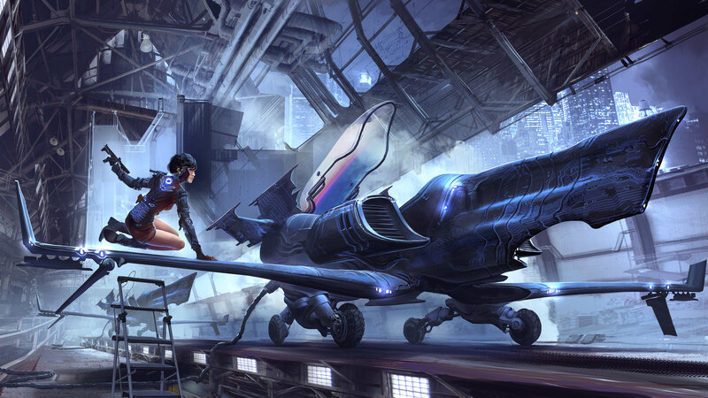 Woman with Futuristic Jet