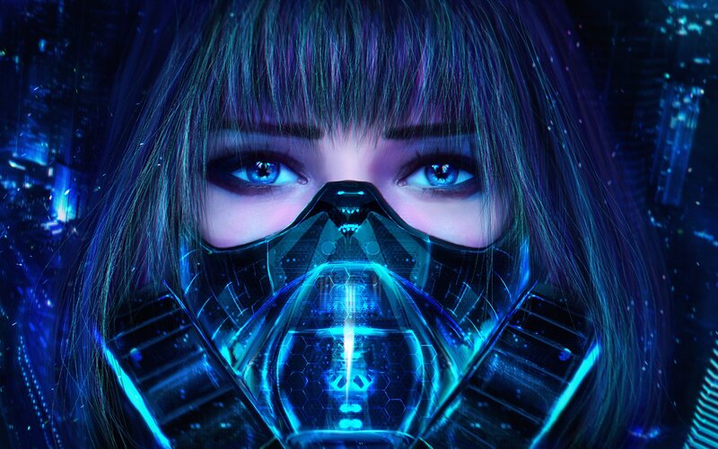 Woman with Futuristic Mask