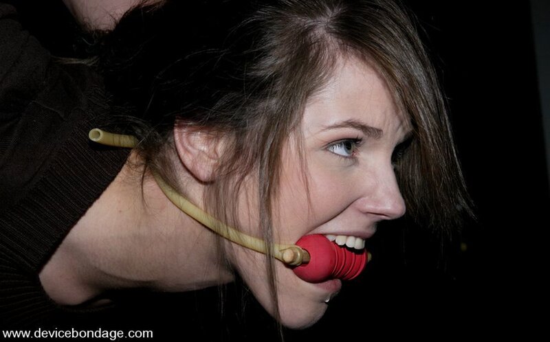 woman with gag in mouth
