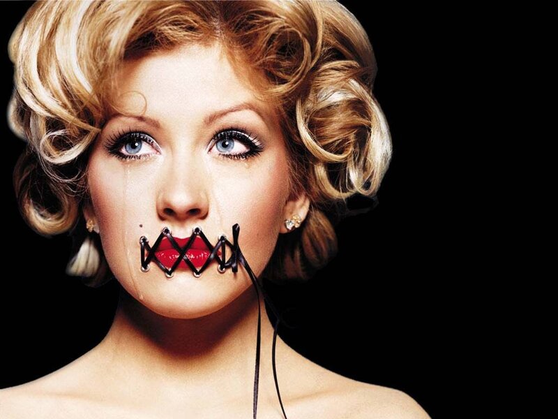woman with gagged mouth