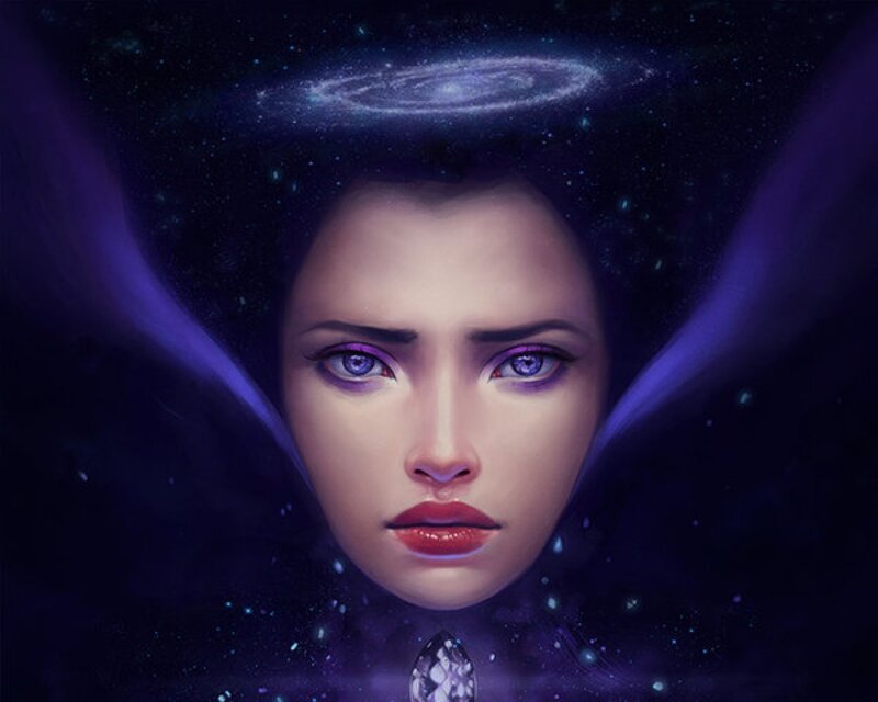 Woman with Galaxy Head