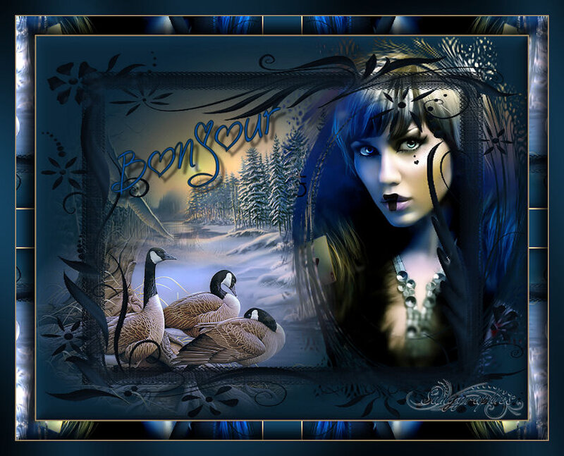 Woman with Geese in Winter