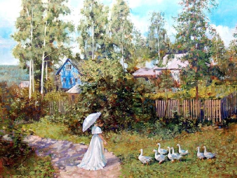 Woman with Geese