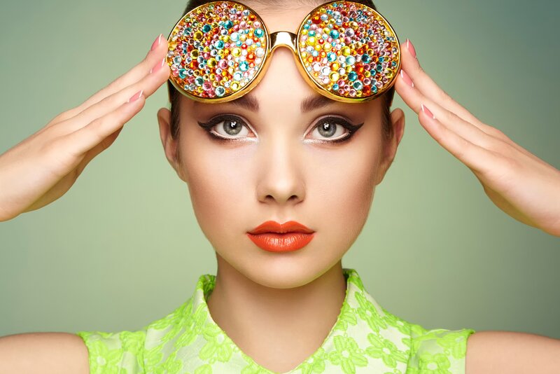 Woman with Gemstone Glasses