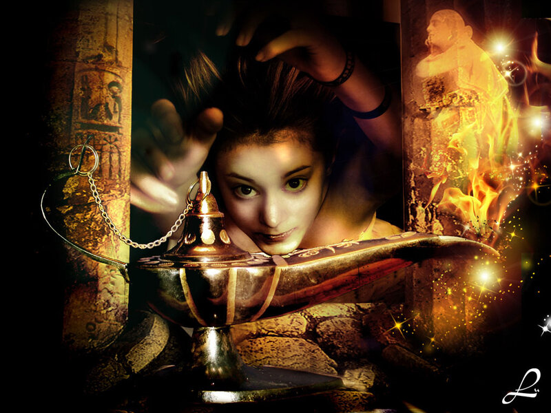 Woman with Genie Lamp — Gold
