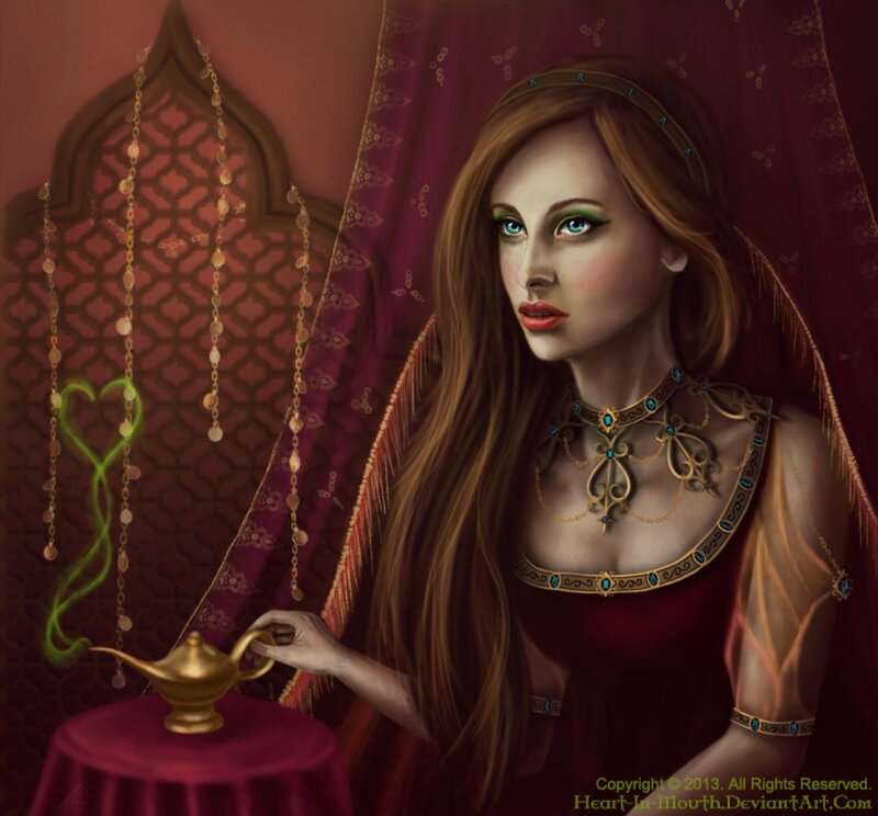 Woman with Genie Lamp — Red