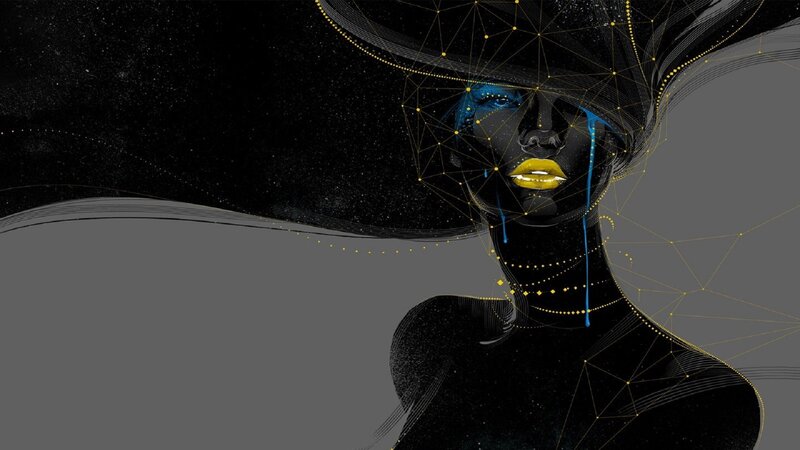 Woman with Geometric Face — Black