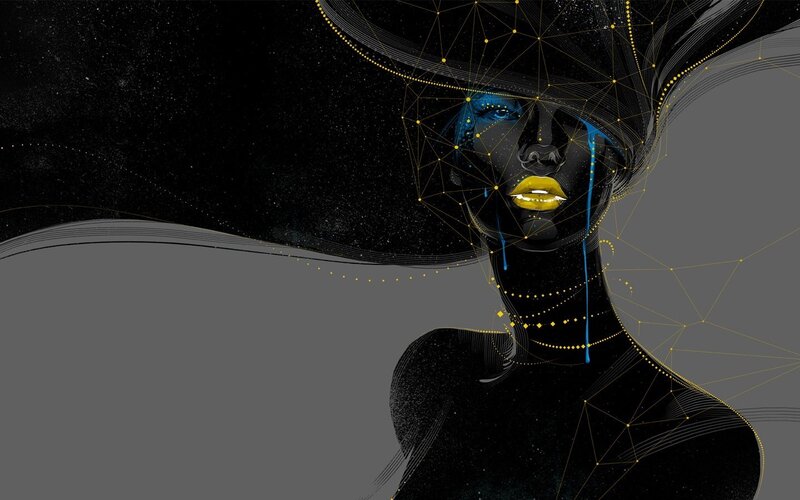 Woman with Geometric Face