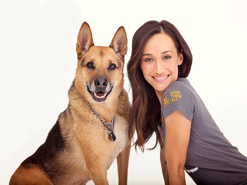Woman with German Shepherd — Gray