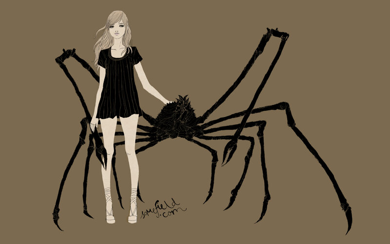woman with giant spider