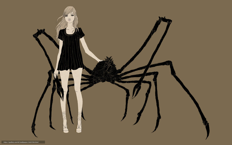 woman with giant spider