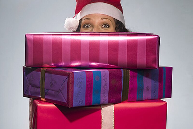 Woman with Gift Boxes — Pink