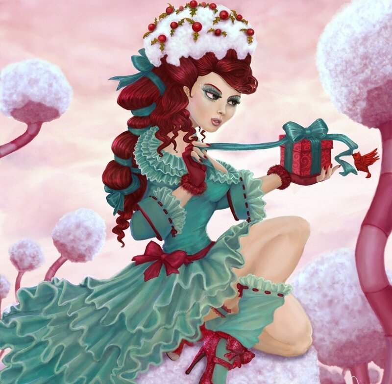 woman with gift in fantasy setting