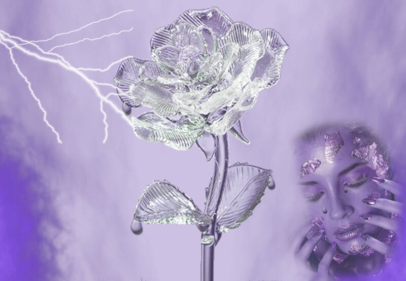 Woman with Glass Rose — Purple