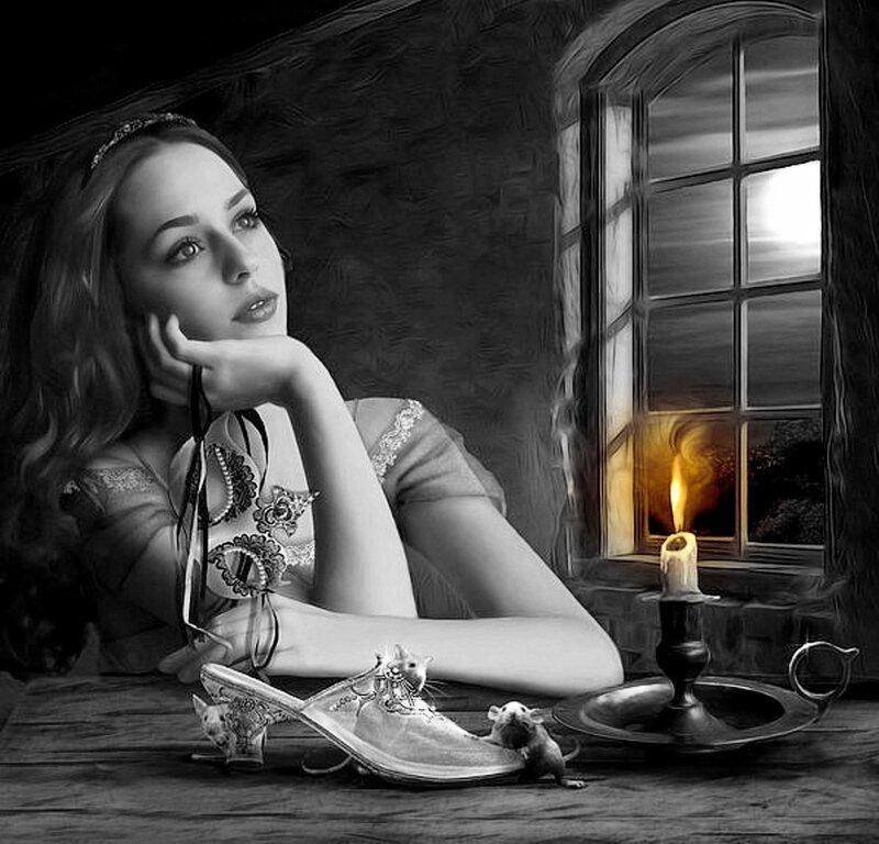 Woman with Glass Slipper — Black