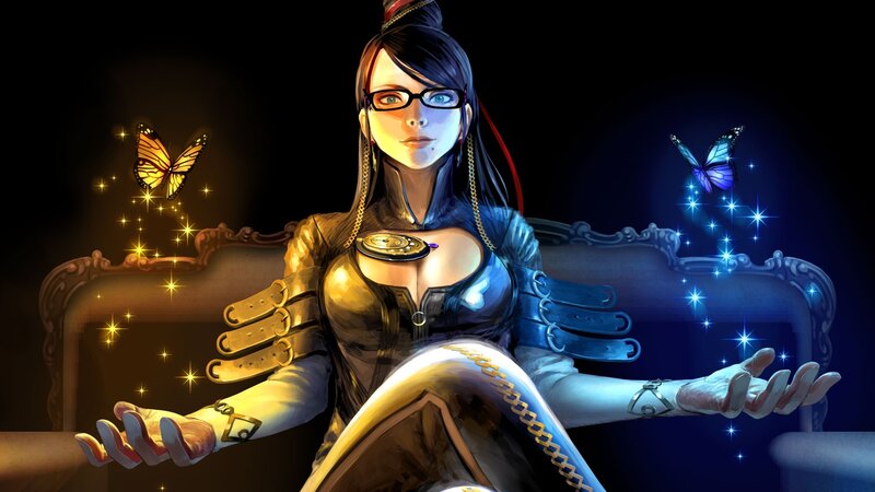 Woman with Glasses and Butterfly — Black