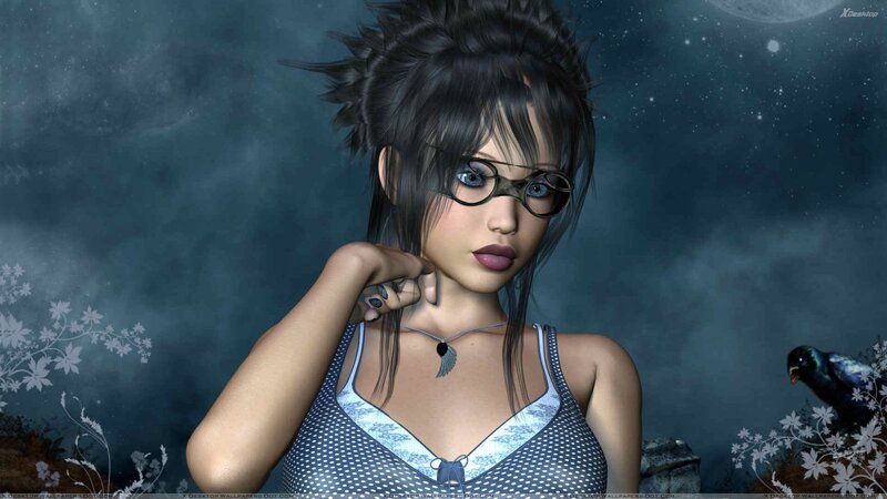 woman with glasses and crow