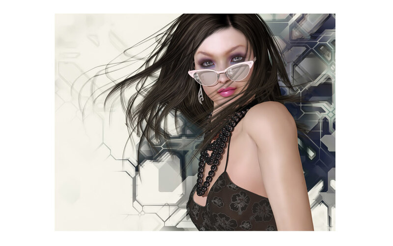 woman with glasses and flowing hair