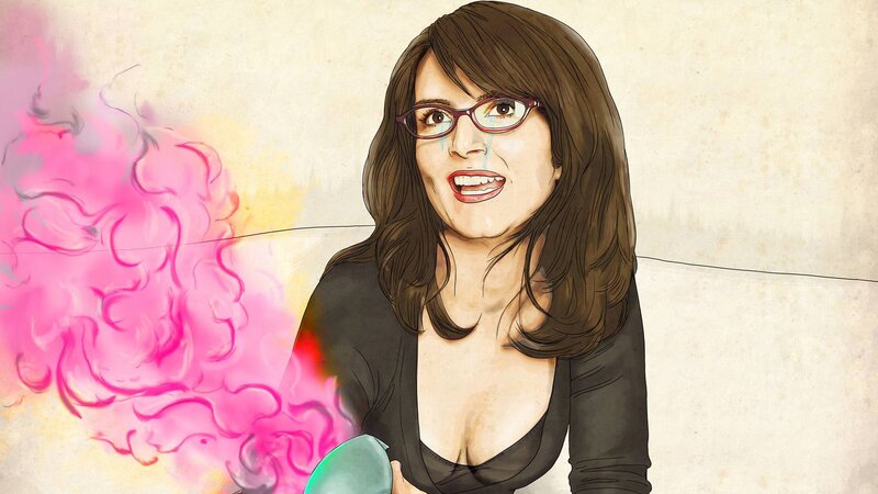 woman with glasses and pink smoke